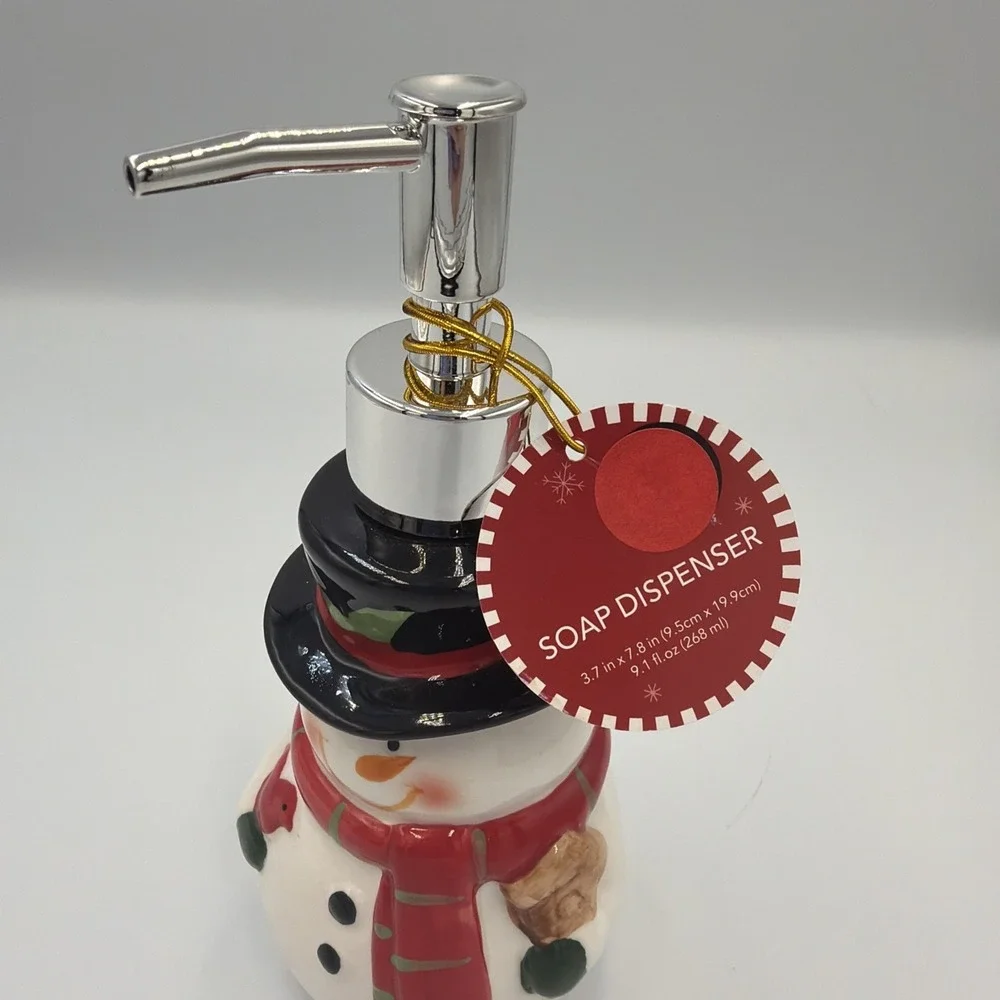Snowman Soap Dispenser Christmas Bathroom Decor. New Never Used